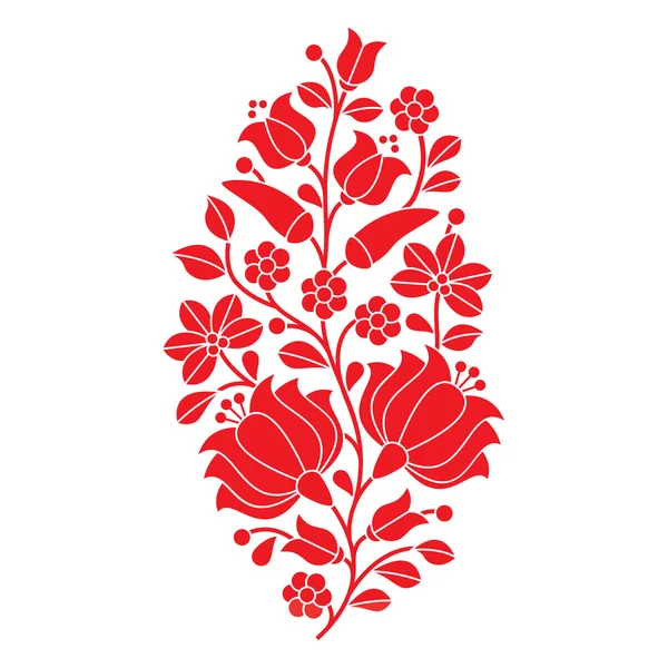 Patrón popular rojo húngaro - Kalocsai bordado con flores y pimentón — Vector de stock