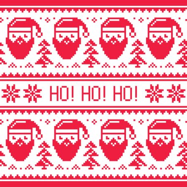 Noel Noel Baba ve kar taneleri ile seamless kırmızı modeli
