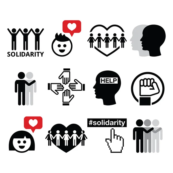 Solidarietà umana, icone sociali — Vettoriale Stock