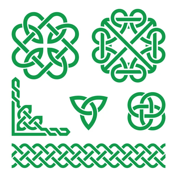 Elementos de diseño irlandés verde celta — Vector de stock