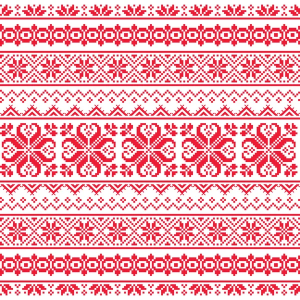 Ukrainien, Biélorusse broderie rouge motif sans couture - Vyshyvanka — Image vectorielle