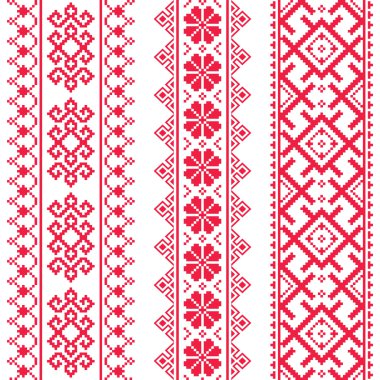 Ukrayna, Belarus kırmızı nakış seamless modeli - Vyshyvanka