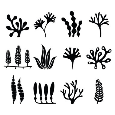 Deniz yosunu Icons set - doğası, gıda eğilimleri kavramı