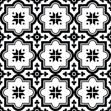 Arabic pattern, Moroccan black tiles design clipart