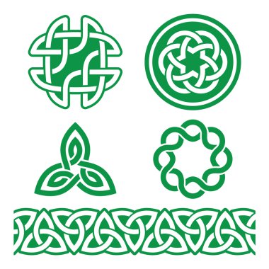 Kelt İrlandalı yeşil desen ve deniz mili - vektör, St Patrick's Day