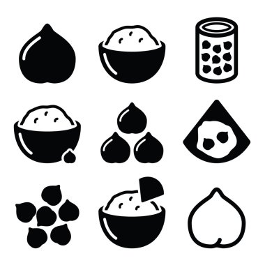 Humus veya houmous, nohut Icons set vektör