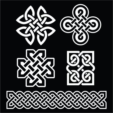 Celtic Irish patterns and braids on black clipart