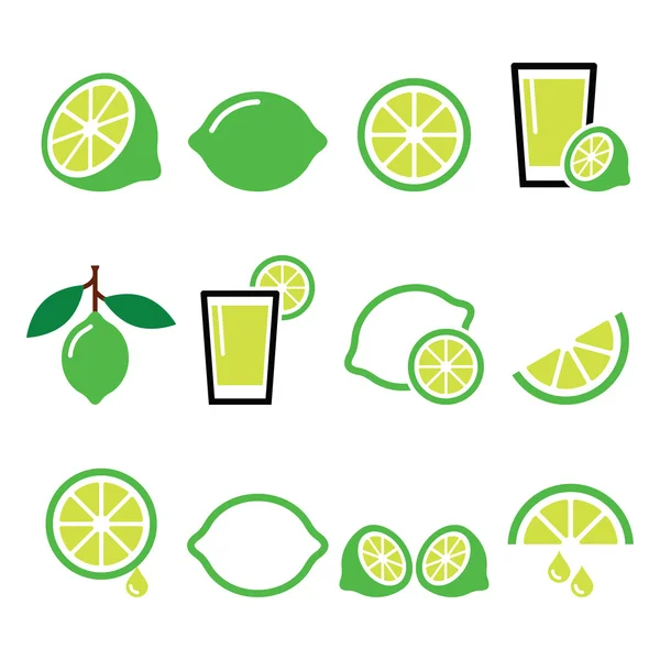 Lime - mat ikoner set — Stock vektor