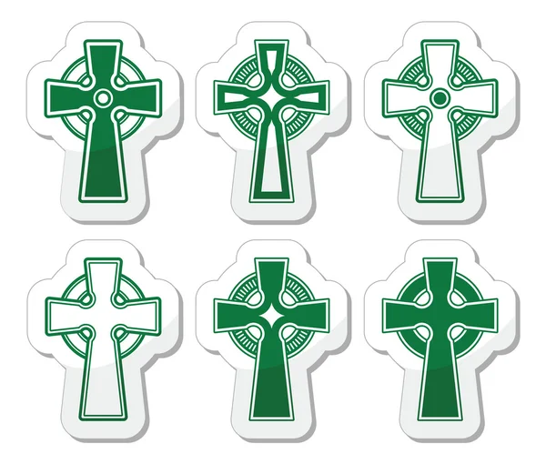 Irish, Scottish Celtic cross on white vector sign — Stock Vector