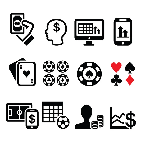 Gioco d'azzardo, scommesse online, set di icone del casinò — Vettoriale Stock