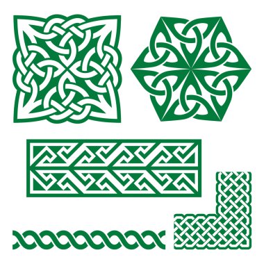 Kelt İrlandalı yeşil desen ve deniz mili - vektör, St Patrick's Day