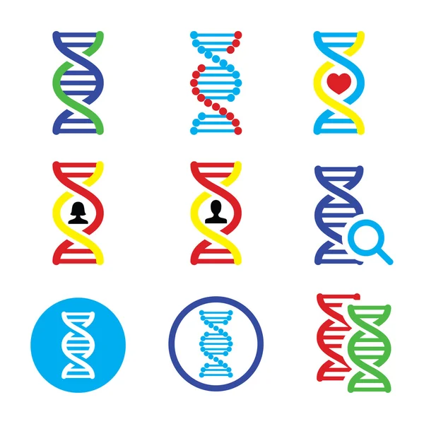 DNA, genetik Icons set vektör. — Stok Vektör