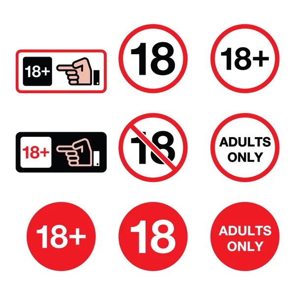 Under 18, adults only warning sign — Stock Vector