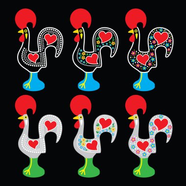 Barcelos - Galo de Barcelos simgeler siyah Portekizce horoz