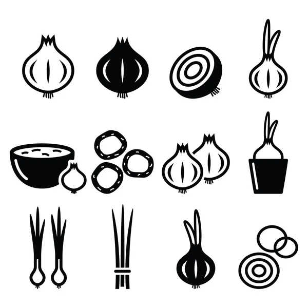 Spring onions icons set — Stock Vector