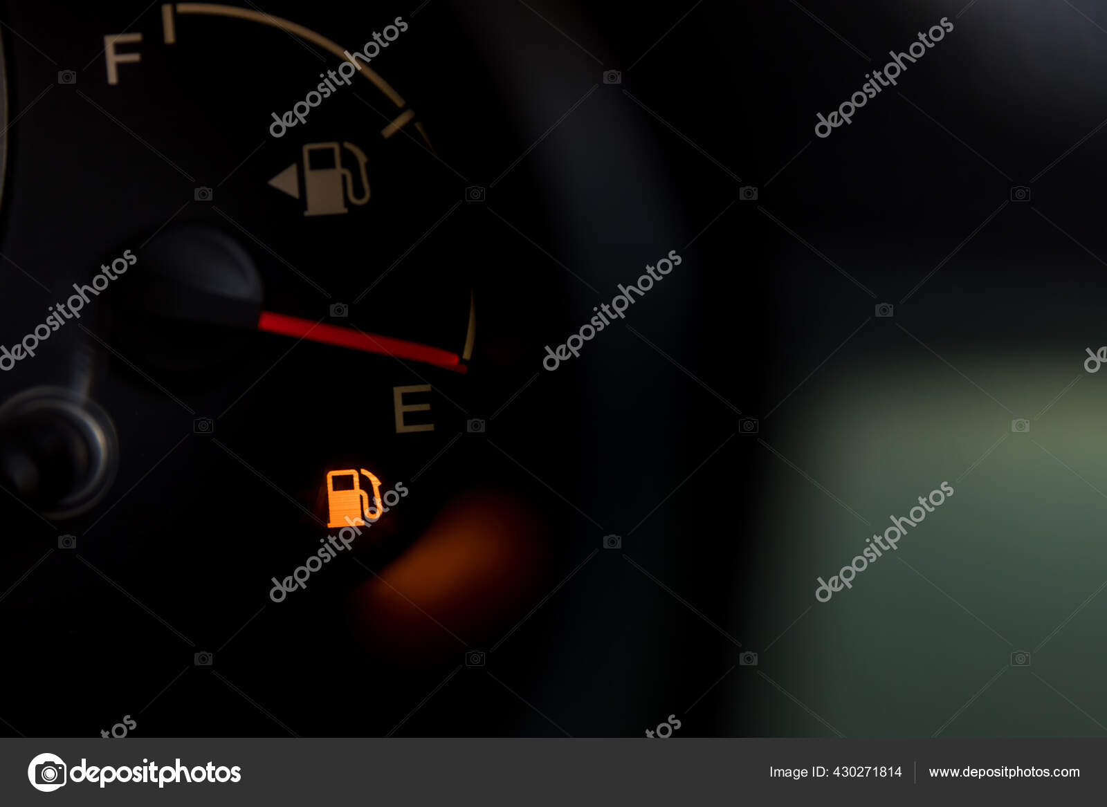 Empty Fuel Warning Light Car Dashboard Fuel Pump Icon Gasoline Stock