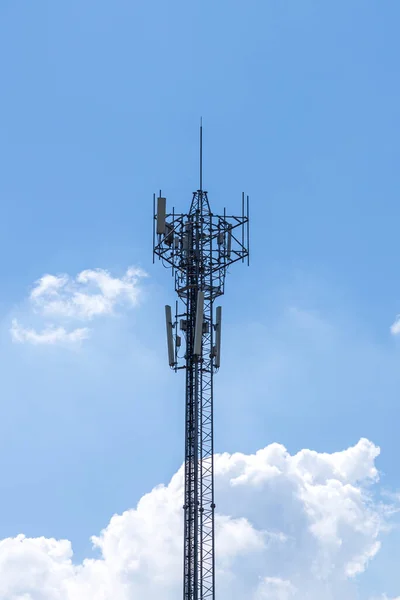 communication tower top. Radio antenna Tower , microwave antenna tower on light sky background. wireless technology concept. communication development concept. image for objects and article.