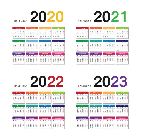 Rok 2020 Rok 2021 Rok 2022 Rok 2023 Wektor Szablon — Wektor stockowy