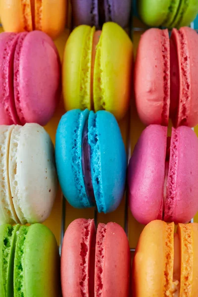 Sobremesa Macarons Coloridos Com Tons Pastel Vintage Fundo Macarons Francês — Fotografia de Stock