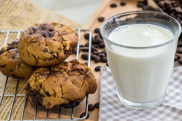 Oatmeal Cookies Table Chocolate Chip Cookies Healthy Food Drink Natural — Stock Photo, Image