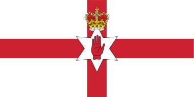 Ulusal Kuzey İrlanda bayrağı, resmi renkler ve doğru orantı. Ulusal Kuzey İrlanda bayrağı. Vektör çizimi. EPS10. Kuzey İrlanda bayrak vektör simgesi, basit