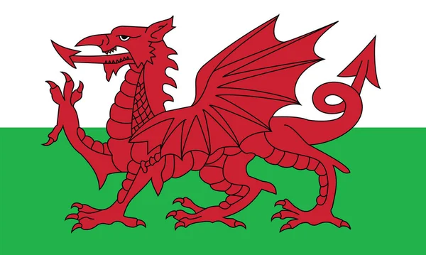 Drapeau National Pays Galles Couleurs Officielles Proportions Correctes Drapeau Pays — Image vectorielle