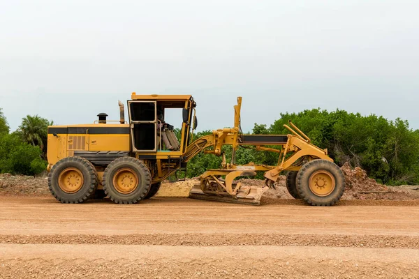 Grader Road Construction Grader Máquina Industrial Construção Novas Estradas Lâmina — Fotografia de Stock