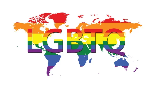 Image Vectorielle Symbole Lgbtq Carte Monde Arc Ciel Connu Dans — Image vectorielle