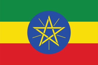 Ulusal Etiyopya bayrağı, resmi renkler ve doğru orantı. Ulusal Etiyopya bayrağı. Vektör çizimi. EPS10. Etiyopya bayrak vektör simgesi, web veya mobil uygulama için basit, düz tasarım.