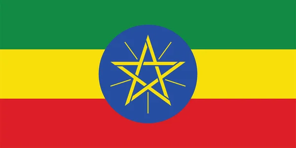 Bandera Nacional Etiopía Colores Oficiales Proporción Correcta Bandera Nacional Etiopía — Vector de stock