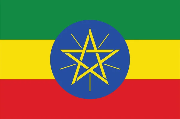 Bandera Nacional Etiopía Colores Oficiales Proporción Correcta Bandera Nacional Etiopía — Vector de stock