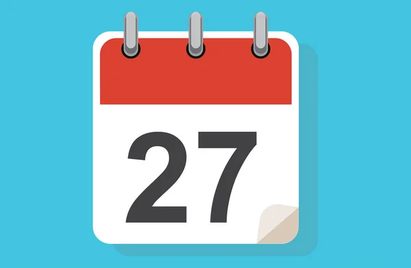 Día Veintisiete Calendario Simple Con Fecha Ilustración Vector Icono Calendario — Vector de stock