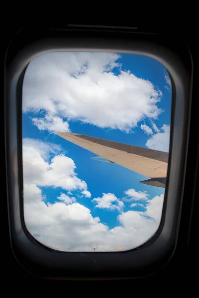 Escape Pela Janela Avião Durante Voo — Fotografia de Stock