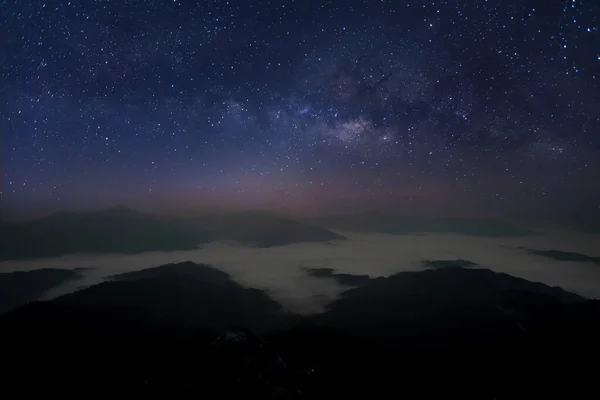 Färgglad Natthimmel Med Stjärnor Bakgrund Med Galax — Stockfoto