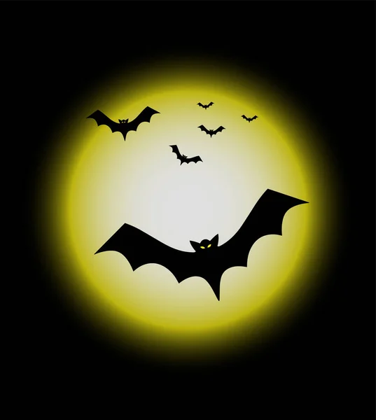 Pleine Lune Chauves Souris Volantes Fond Halloween Festival Halloween Fond — Image vectorielle