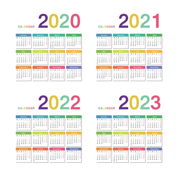 Rok 2020 Rok 2021 Rok 2022 Rok 2023 Wektor Szablon — Wektor stockowy