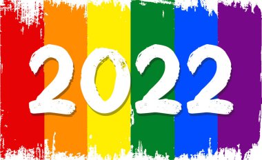 LGBTQ + renginin vektör görüntüsü. Gurur sembolü. LGBTQ için gökkuşağı rengi, dünyada en çok bilinen renk LGBT gururunu temsil eden gurur bayrağıdır. Mutlu gurur ayları. 2022 mutlu yıllar.