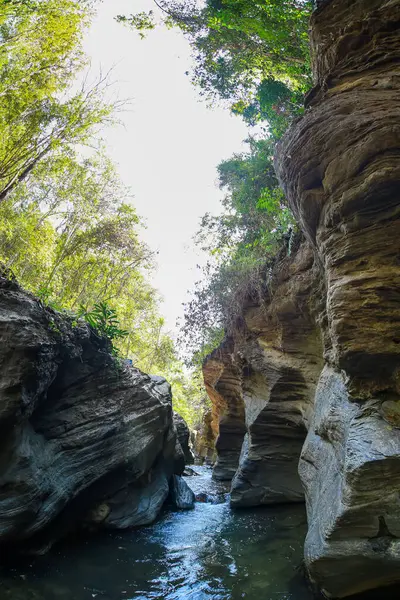 Gesteinsfluss Vom Wasserfall Wang Sila Laeng Distrikt Pua Provinz Nan — Stockfoto