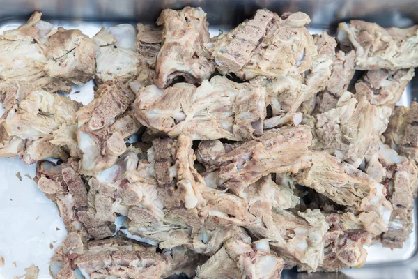 Carne Porc Fiartă Farfurie Coloana Vertebrală Porc Fiartă Pentru Face — Fotografie, imagine de stoc