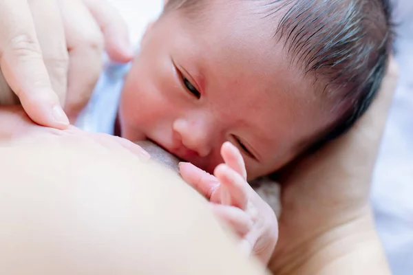 Kvinna Ammar Sitt Barn Ljus Bakgrund Mor Håller Sitt Nyfödda — Stockfoto