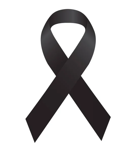 Black Ribbon Image Design Icon Black Awareness Ribbon White Background — Stock Vector