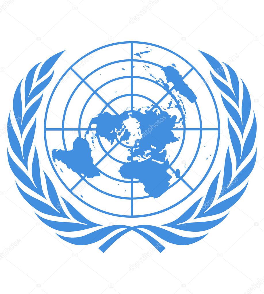 Small Flag of the United Nations. United Nations flag vector. UN symbol.