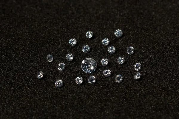 Diamantes Fundo Preto Grupo Diamantes Fundo Preto — Fotografia de Stock