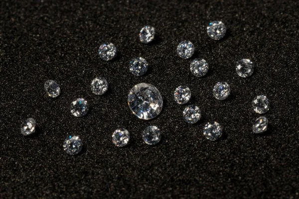 Gyémántok Fekete Háttérrel Gyémántok Csoportja Fekete Háttérrel — Stock Fotó