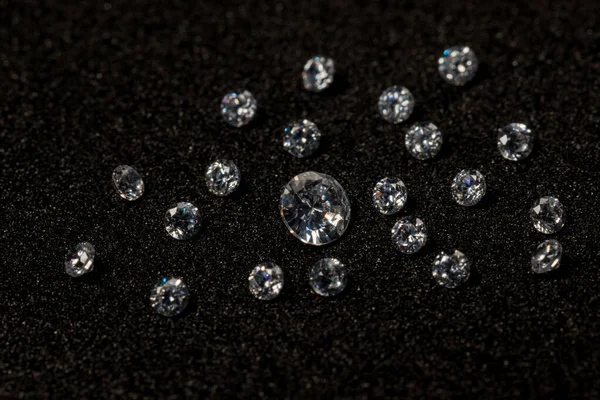 Diamanter Svart Bakgrund Grupp Diamanter Svart Bakgrund — Stockfoto