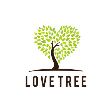 Kalp şekli logo tasarımı gibi yaprakları olan soyut ağaç tasviri.