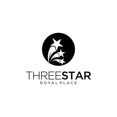 Daire şeklinde bir logo dizaynında uçan üç yıldızın tasviri