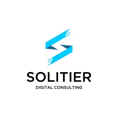 S harfi soyut logo tasarımı gibi birbirine bakan dijital işaretlerin tasviri.