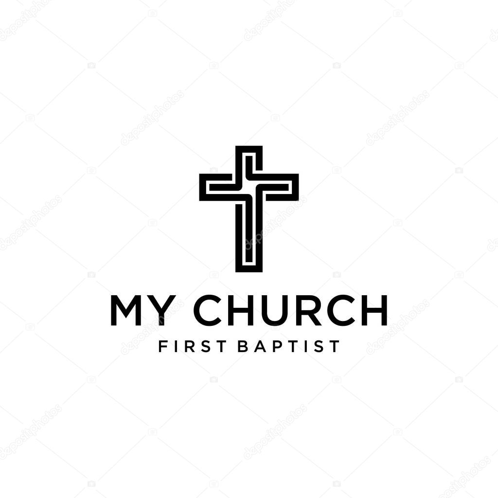 Illustration of modern, clean church religion cross sign for a modern church sign.