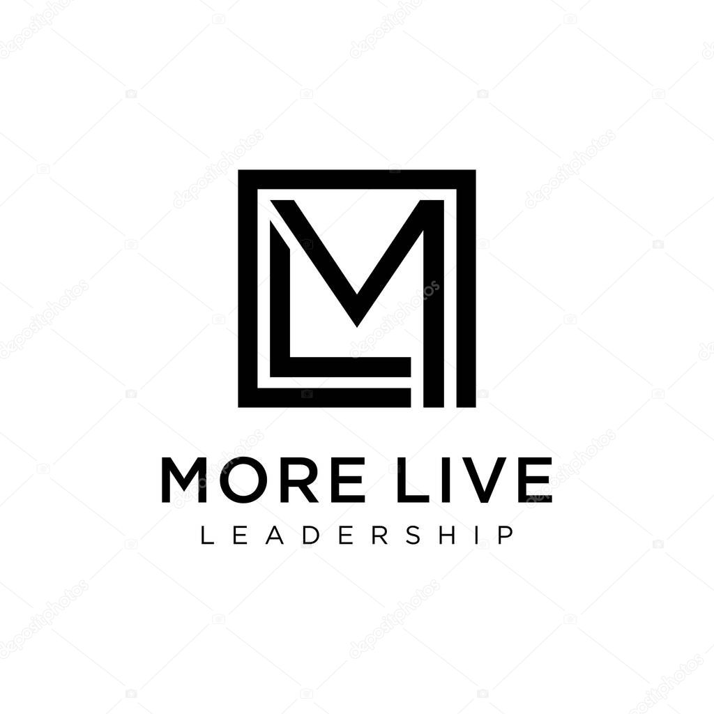 Illustration of M, L signs joined together to form a rectangular shape logo design